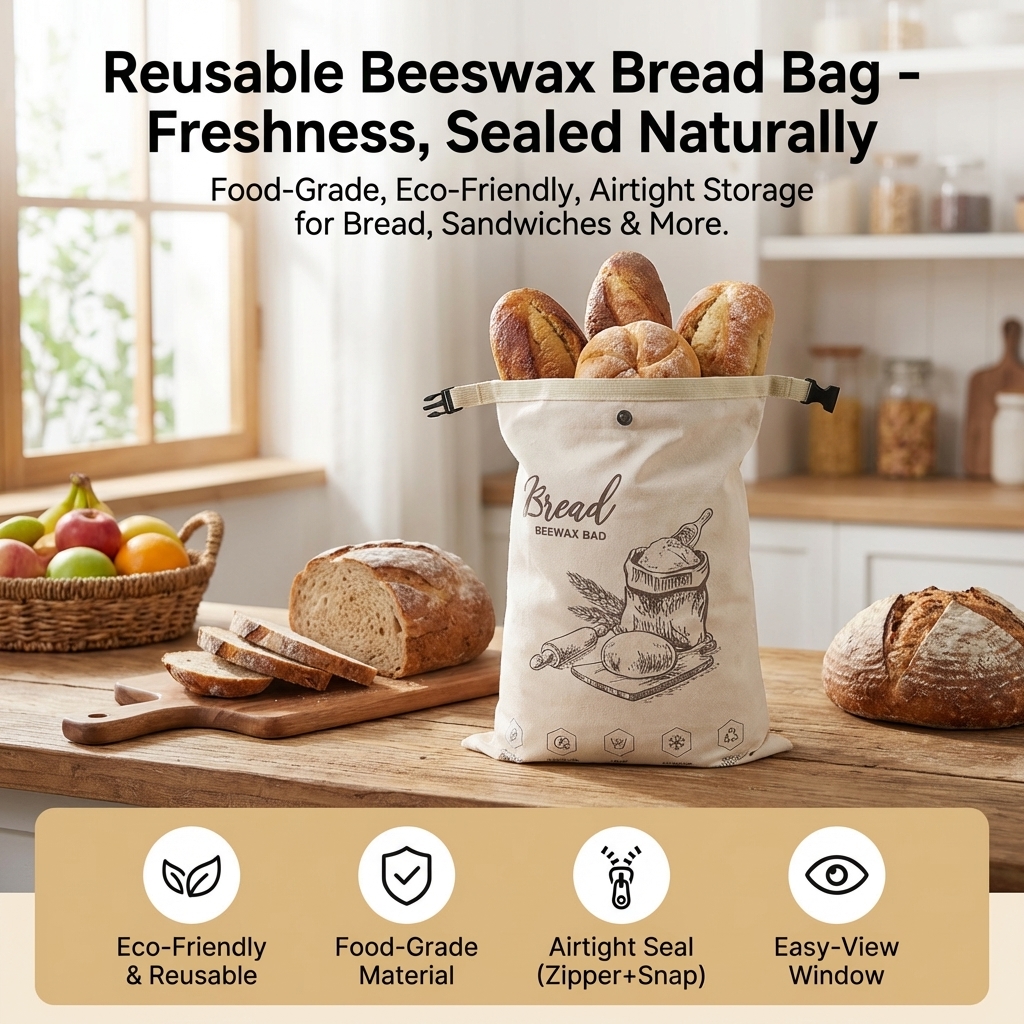 Reusable Beeswax Bread Bag wit - Food Storage No Plastic ulasan dan harga
