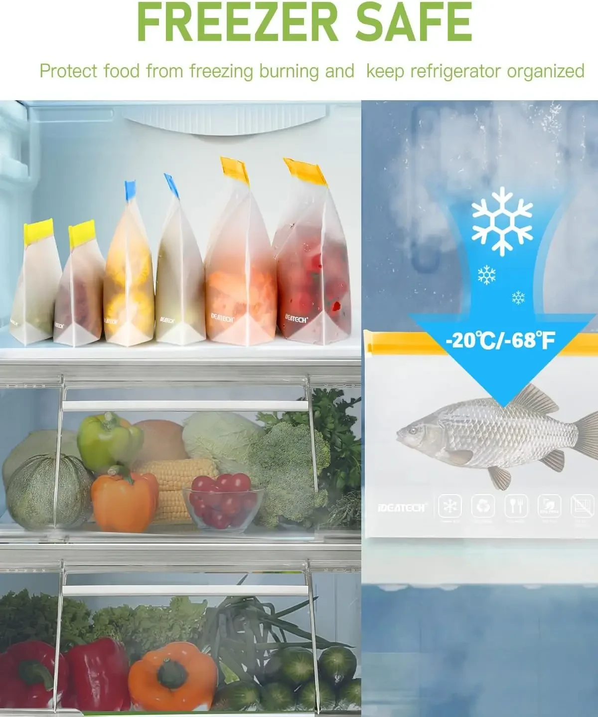 20Pack Reusable Bags Dishwashe - Food Storage Freezer ulasan dan harga