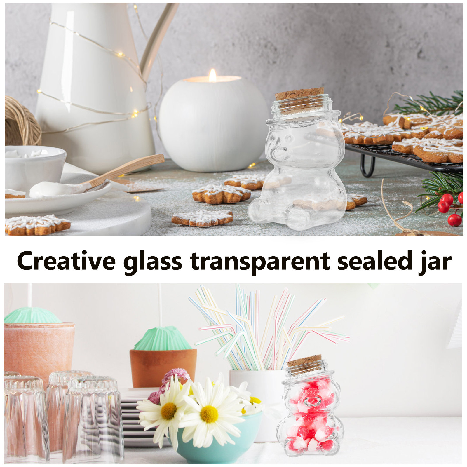 4Pcs Glass Candy Jar Set Trans - Food Storage Glass Set ulasan dan harga