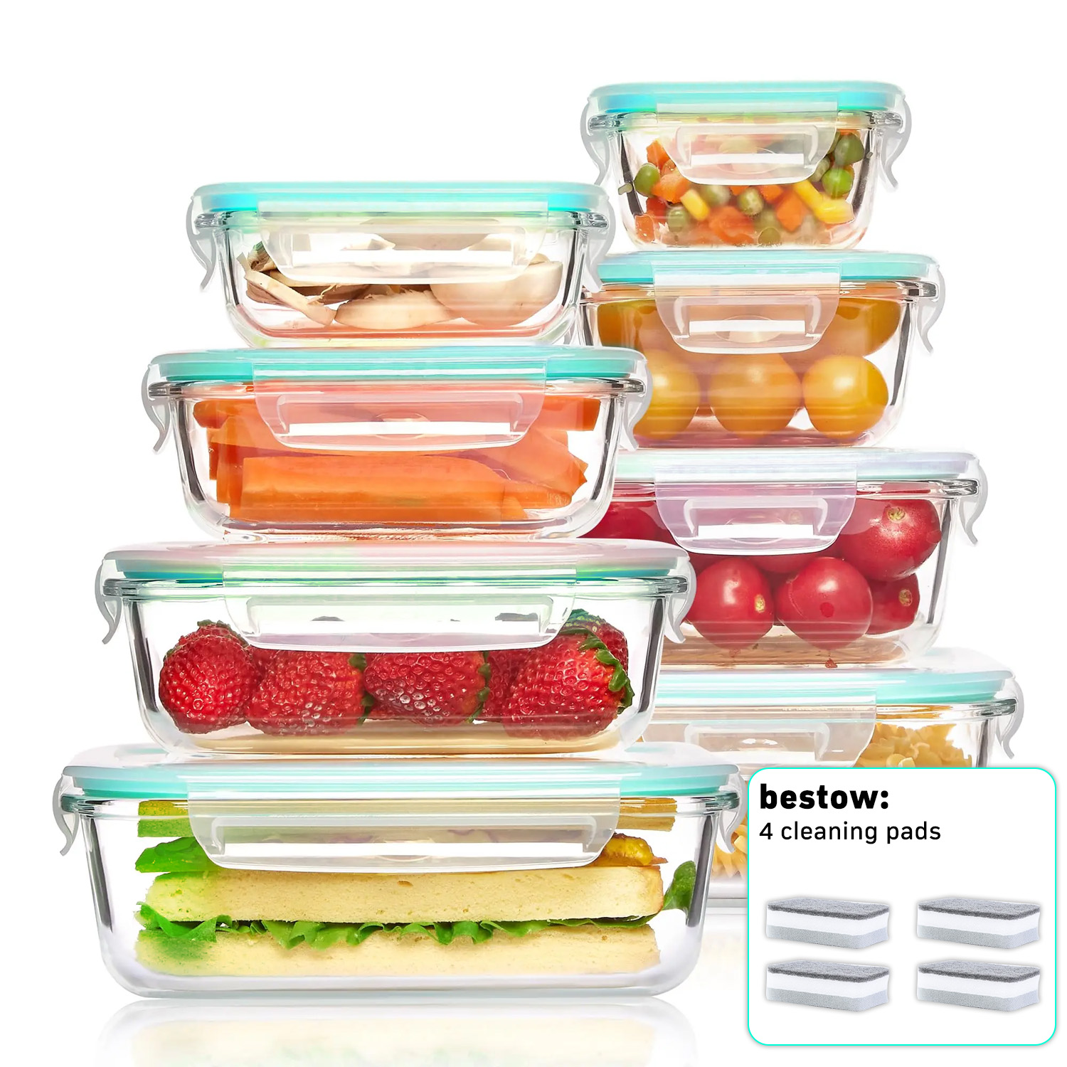 8-Pack Airtight Glass Food Sto - Food Storage Freezer ulasan dan harga