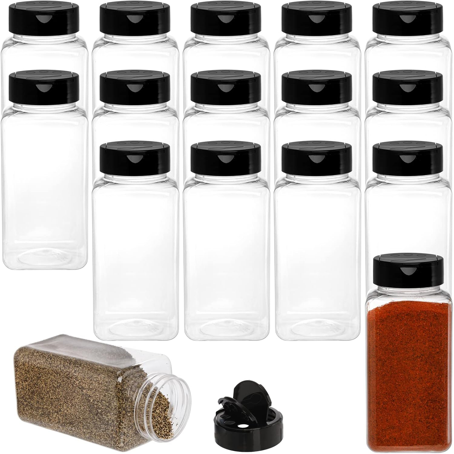 Square Large Plastic Spice Jar - Food Storage And Organizer ulasan dan harga