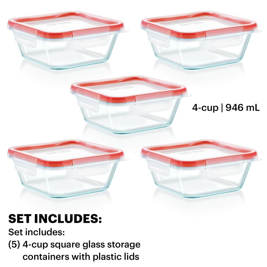 Freshlock 5Pack, 4 Cup Glass F - Food Storage Glass Set ulasan dan harga